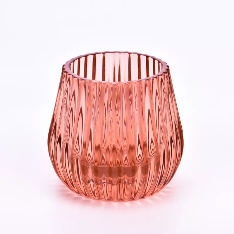 Colorful Striped Glass Candle Holder