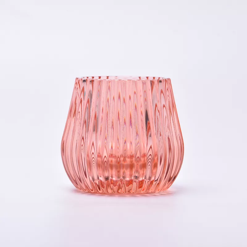 Colorful Striped Glass Candle Holder