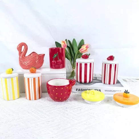 Flower and Fruit-Shaped Ceramic Candle Holder