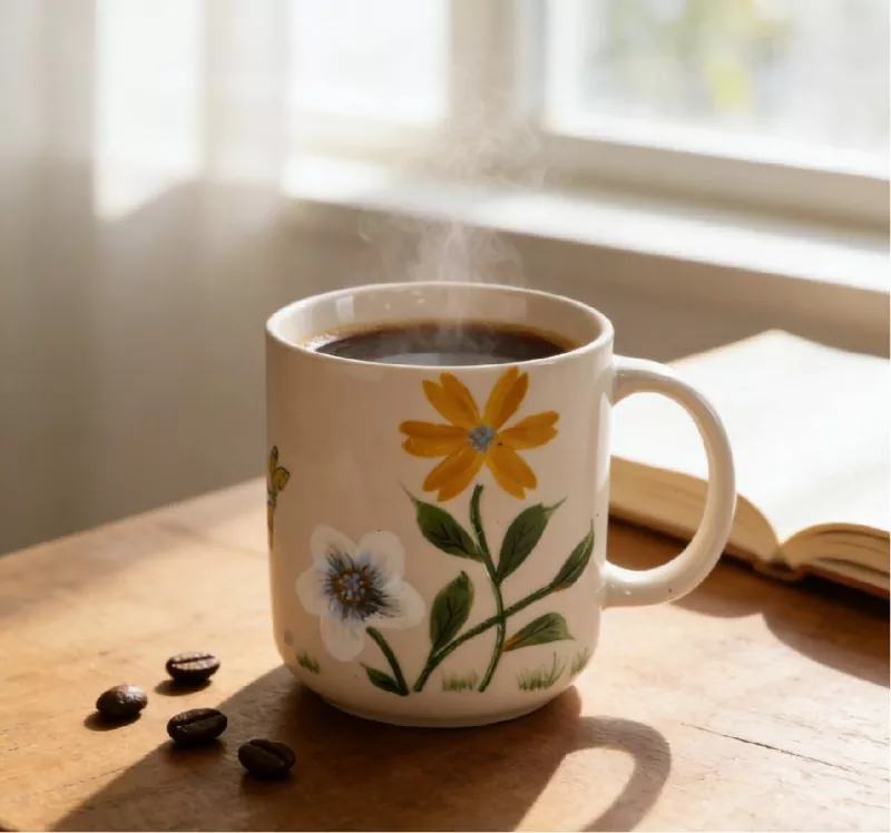 Hand Painted Floral Ceramic Mug