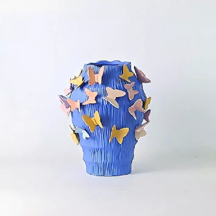 Handmade Ceramic Vase with Dancing Butterflies