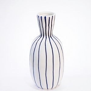 Modern Blue Striped Ceramic Vase