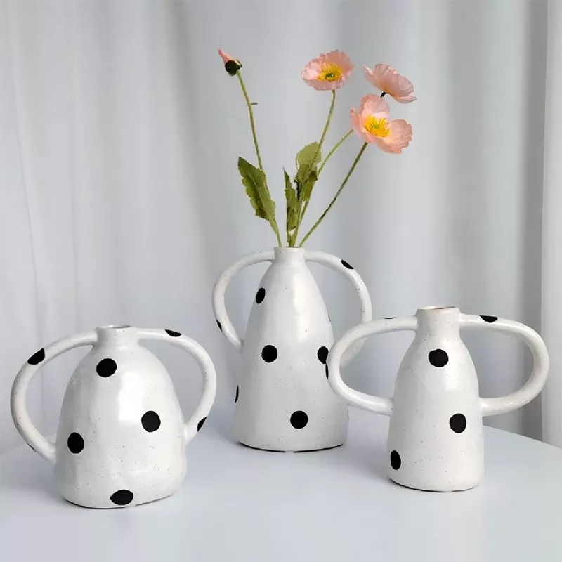 Polka Dot Stoneware Vase