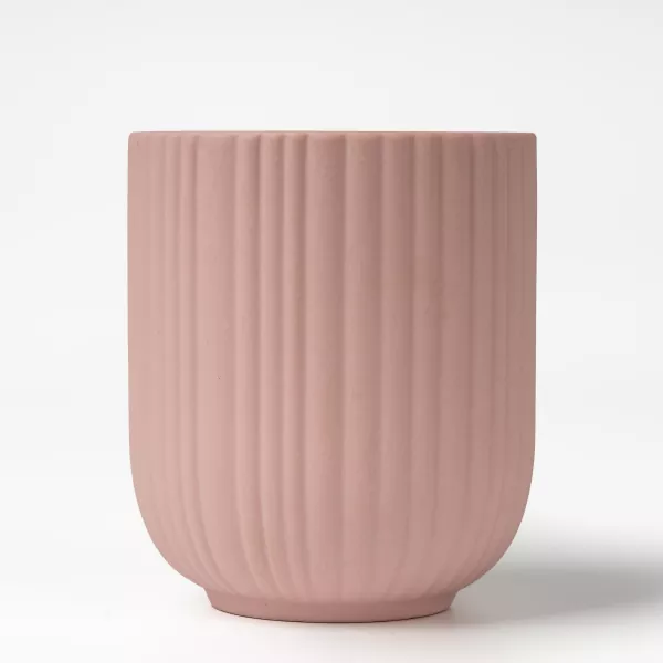Striped Matte Ceramic Candle Holders