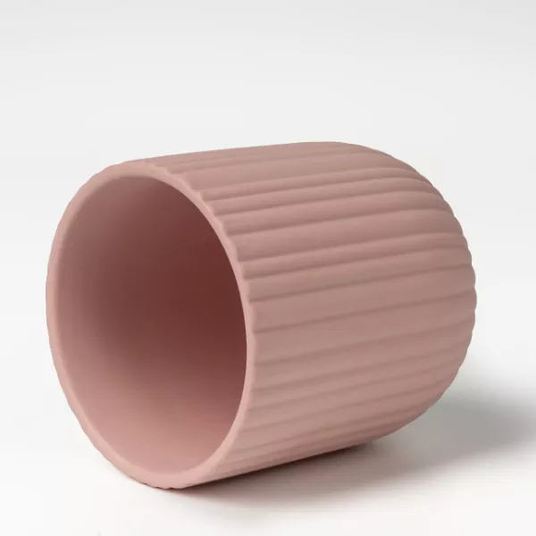 Striped Matte Ceramic Candle Holders