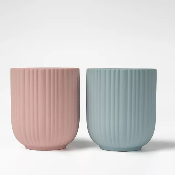 Striped Matte Ceramic Candle Holders